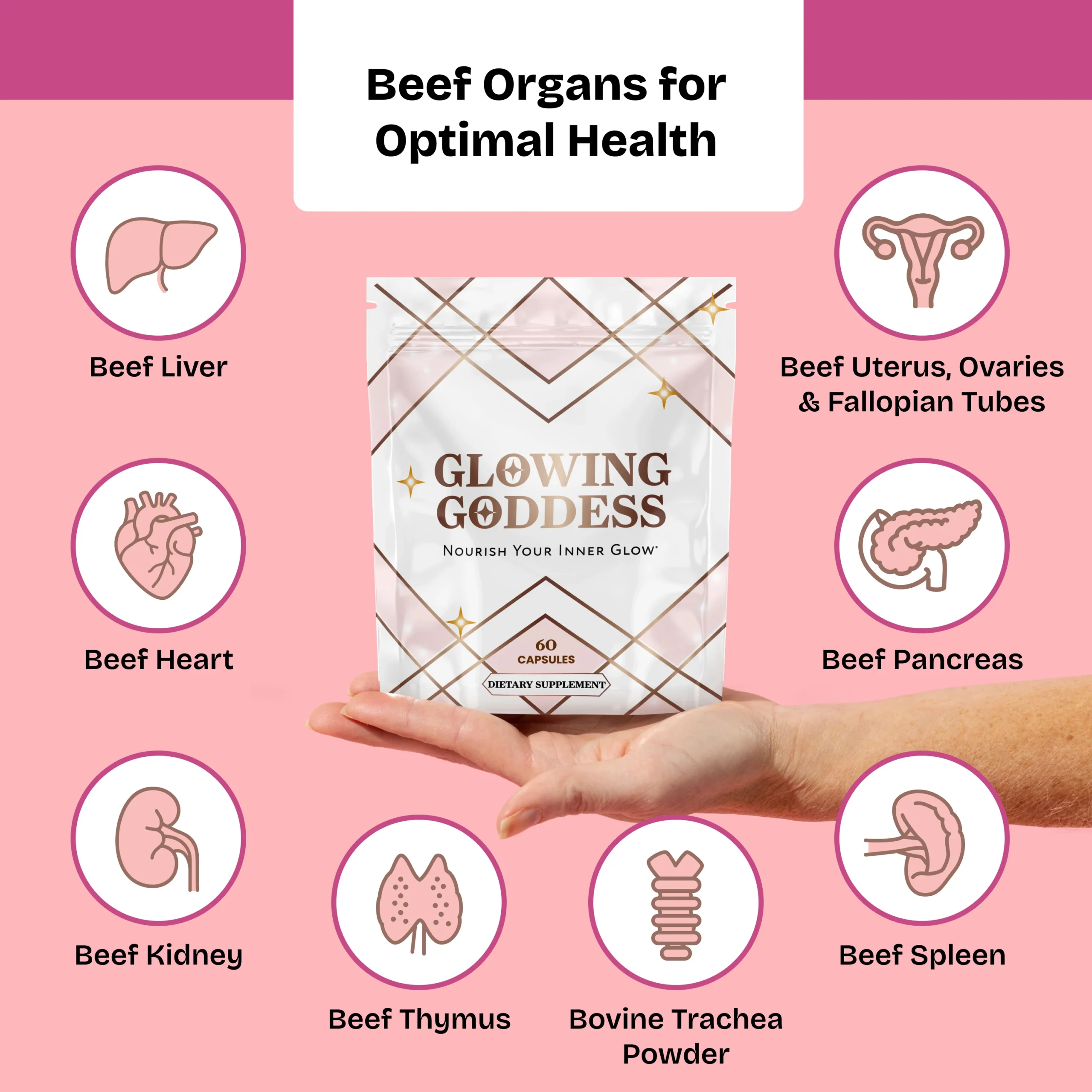 Glowing Goddess beef organ supplement capsules